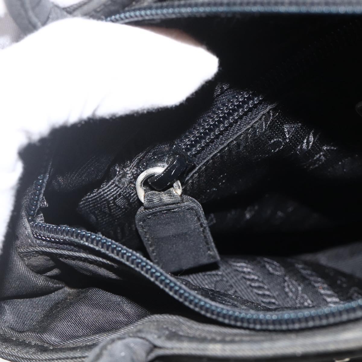 PRADA Hand Bag Nylon Black Silver Auth bs34325