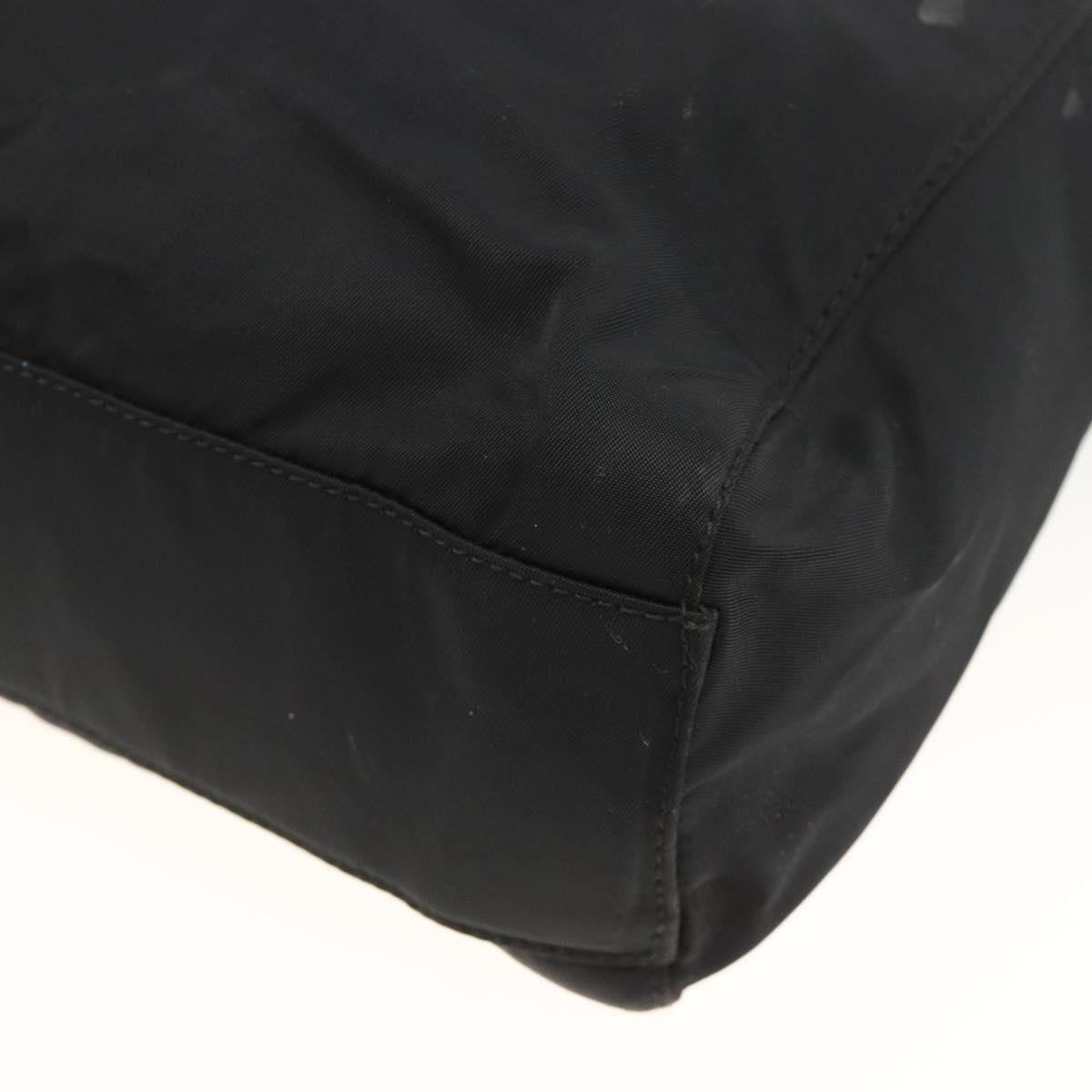 PRADA Chain Tote Bag Nylon Black Silver Auth bs34326