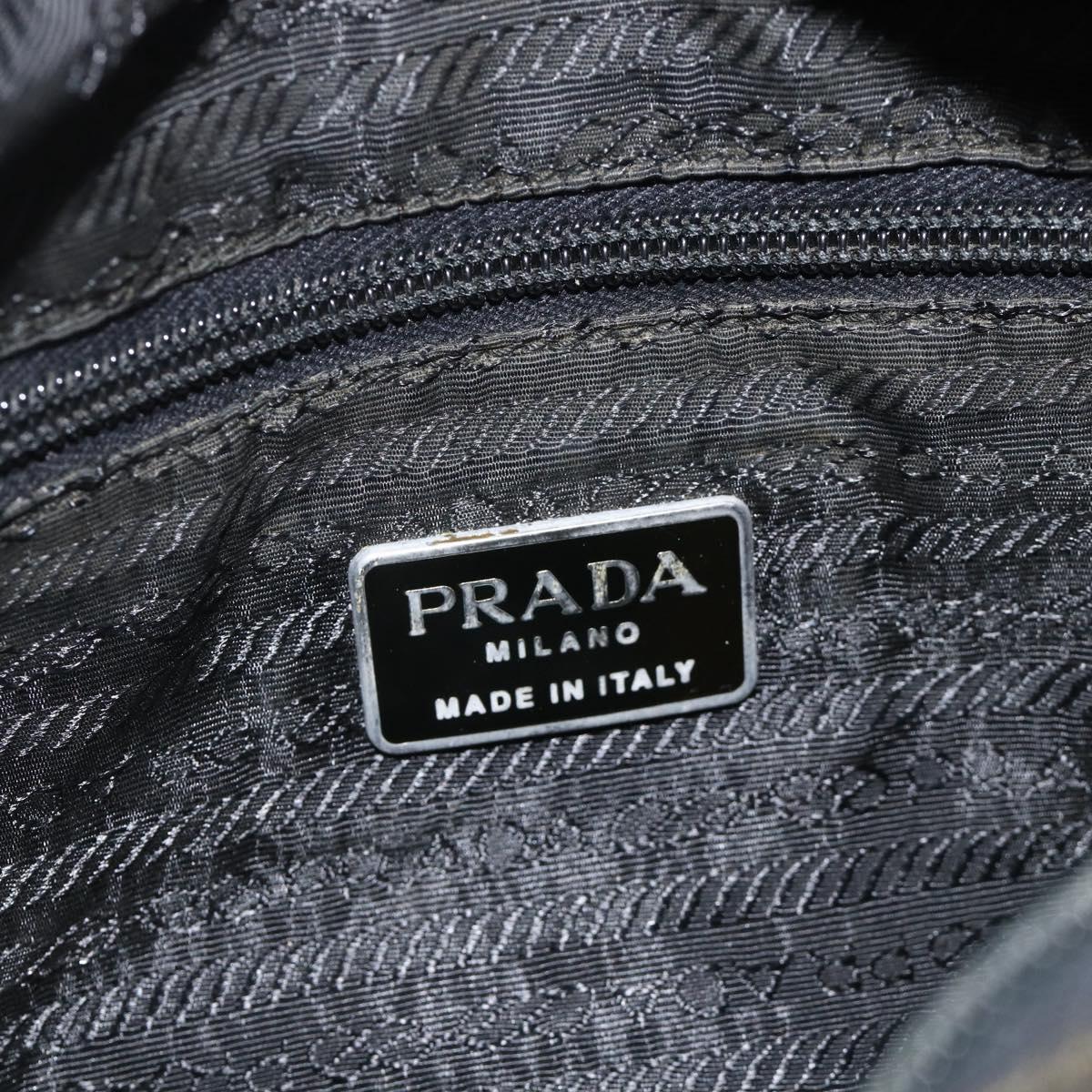 PRADA Chain Tote Bag Nylon Black Silver Auth bs34326