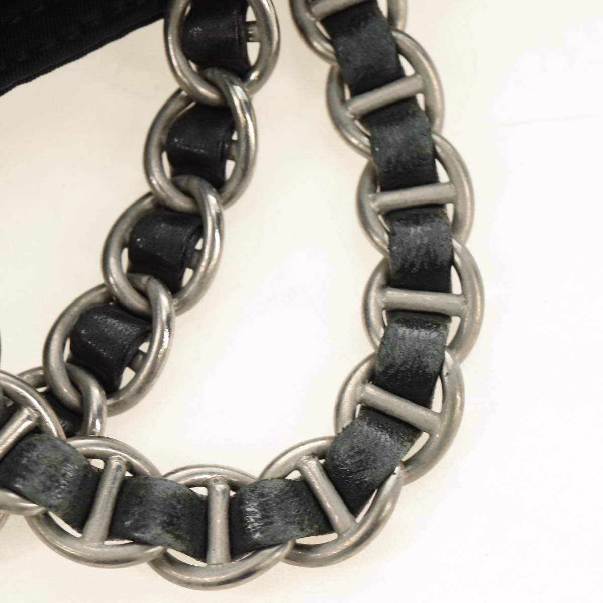 PRADA Chain Tote Bag Nylon Black Silver Auth bs34326