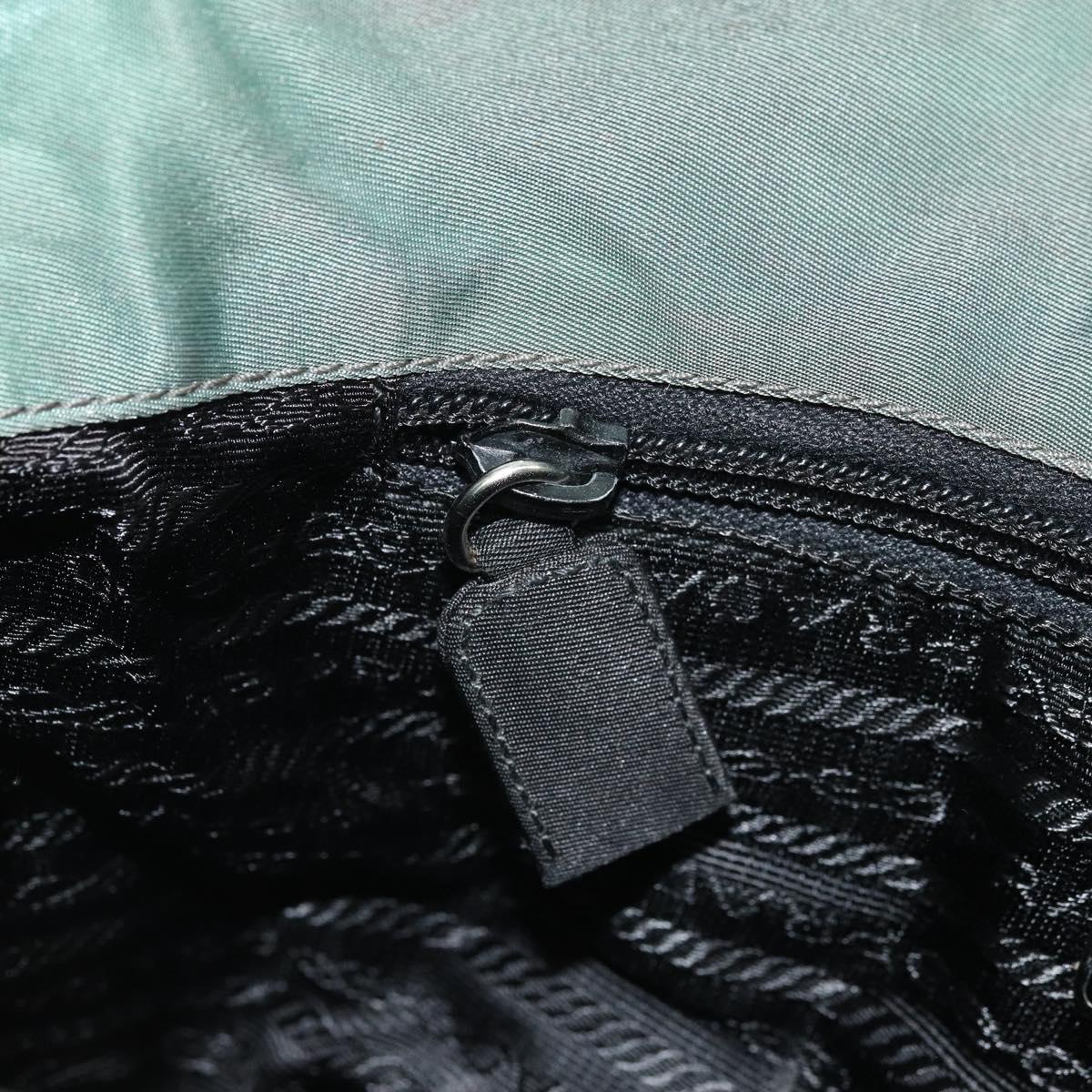 PRADA Shoulder Bag Nylon Green Silver Auth bs34327