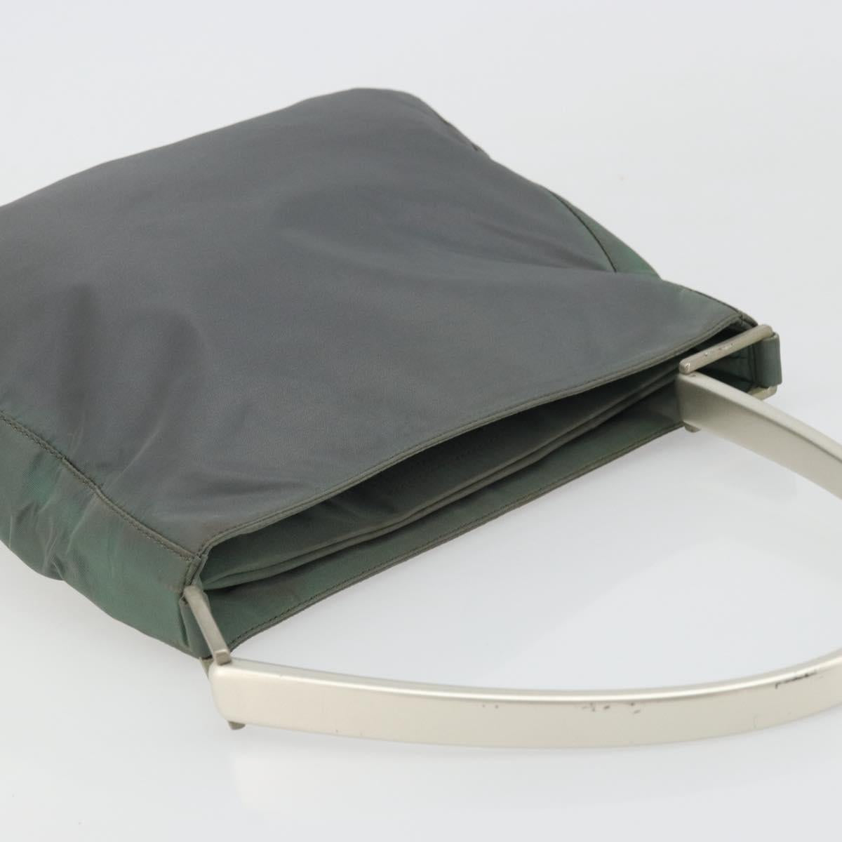 PRADA Shoulder Bag Nylon Green Silver Auth bs34327