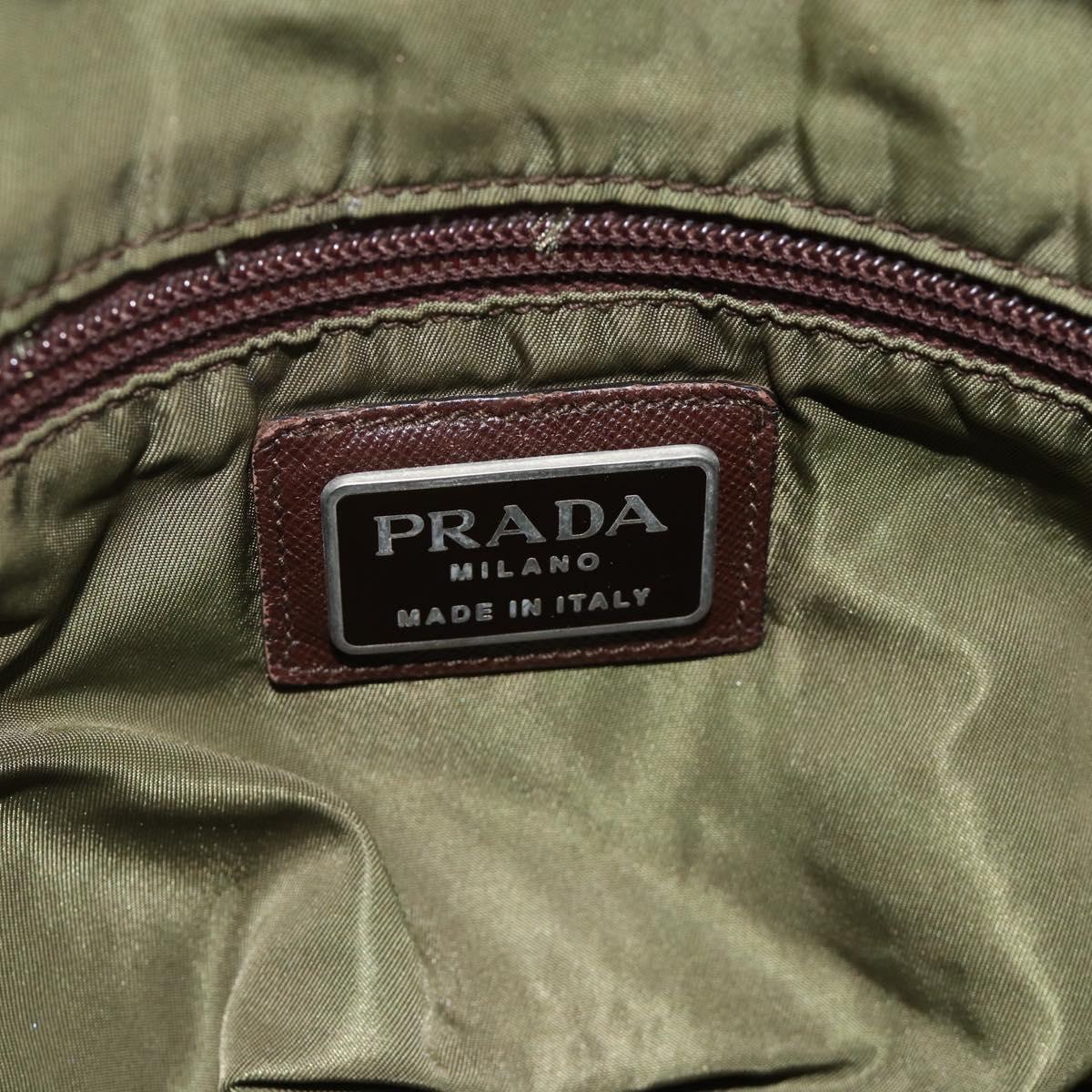 PRADA Shoulder Bag Nylon Green Silver Auth bs34328