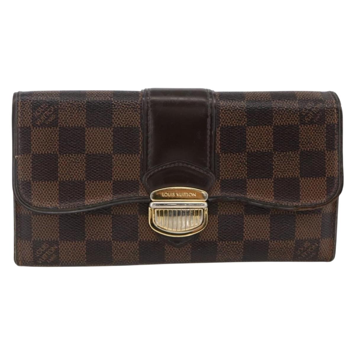 LOUIS VUITTON Damier Ebene Portefeuille Sistina Long Wallet N61747 Auth bs34333