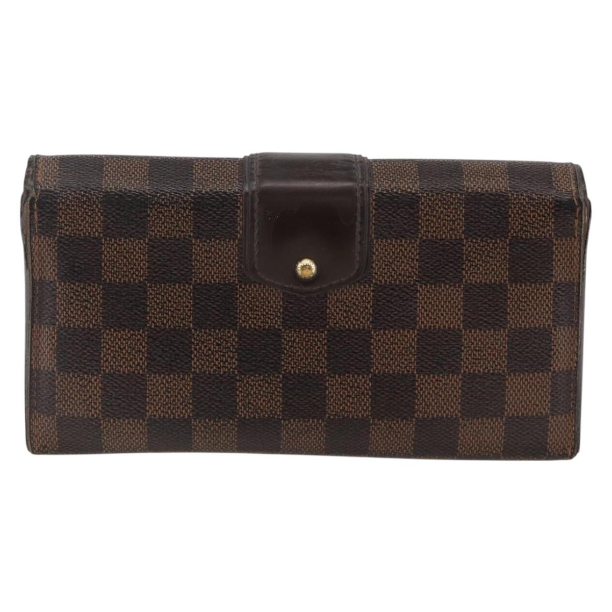 LOUIS VUITTON Damier Ebene Portefeuille Sistina Long Wallet N61747 Auth bs34333