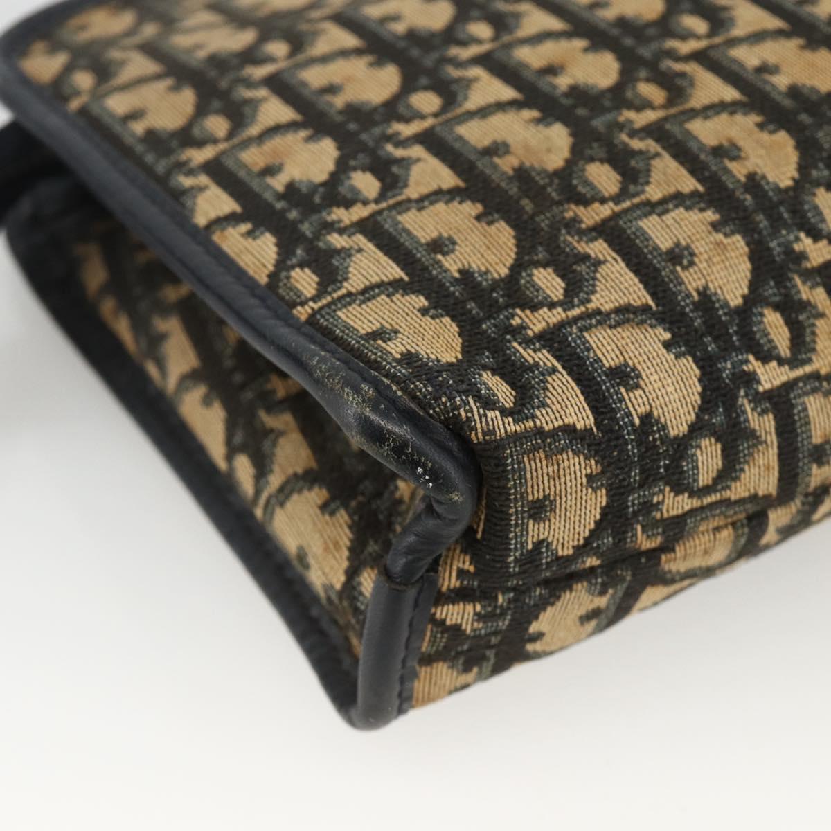 Christian Dior Trotter Canvas Pouch Navy Silver Auth bs34339