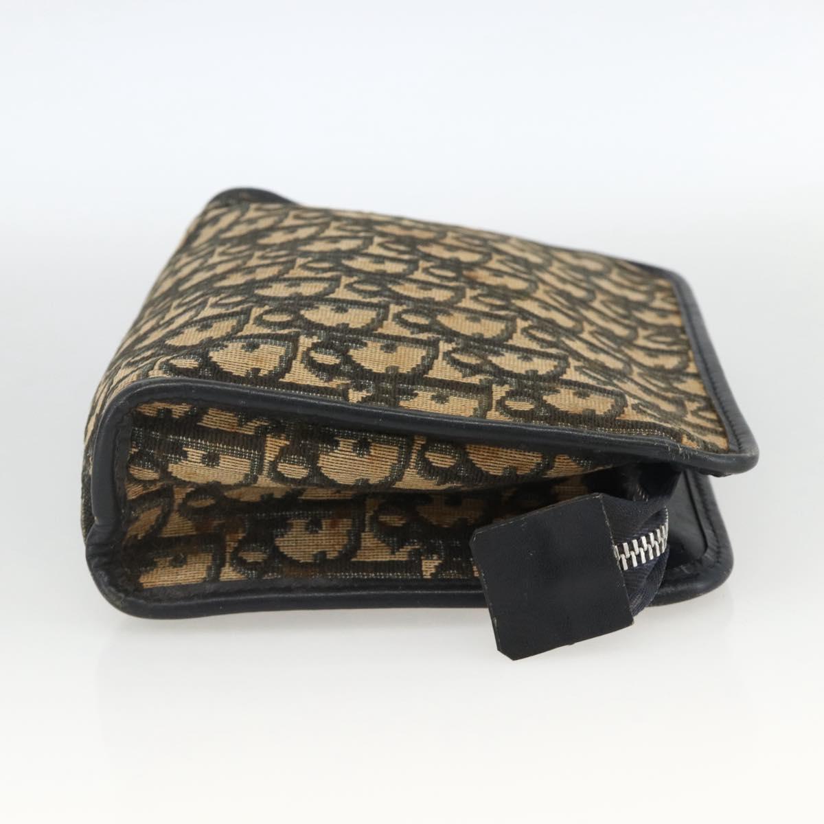 Christian Dior Trotter Canvas Pouch Navy Silver Auth bs34339