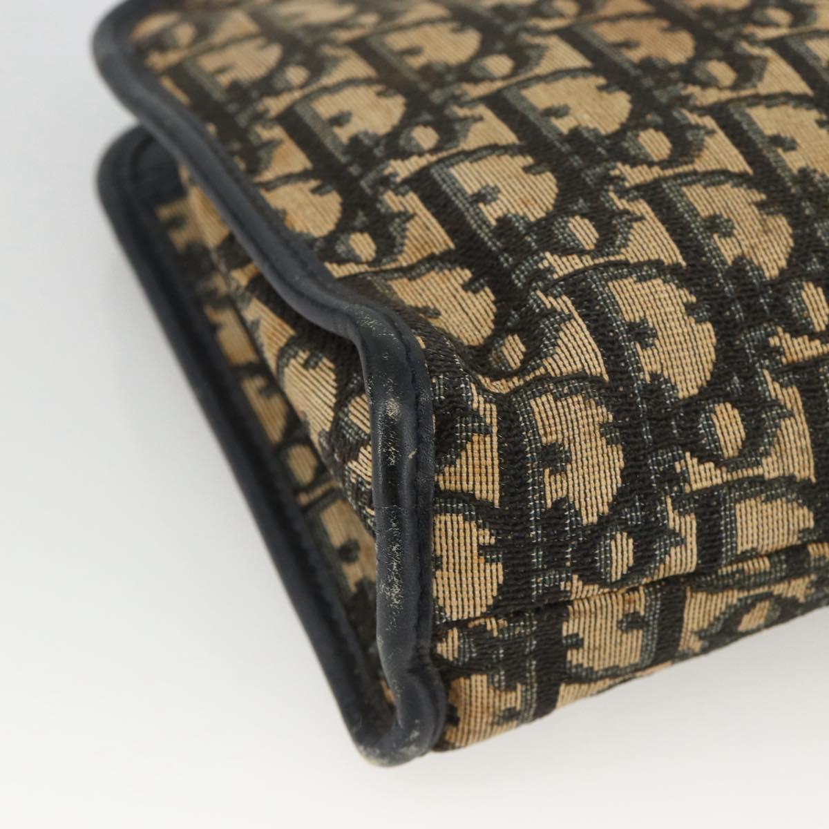 Christian Dior Trotter Canvas Pouch Navy Silver Auth bs34339