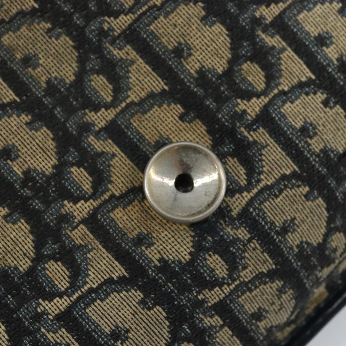 Christian Dior Trotter Canvas Clutch Bag Navy Gold Auth bs34340