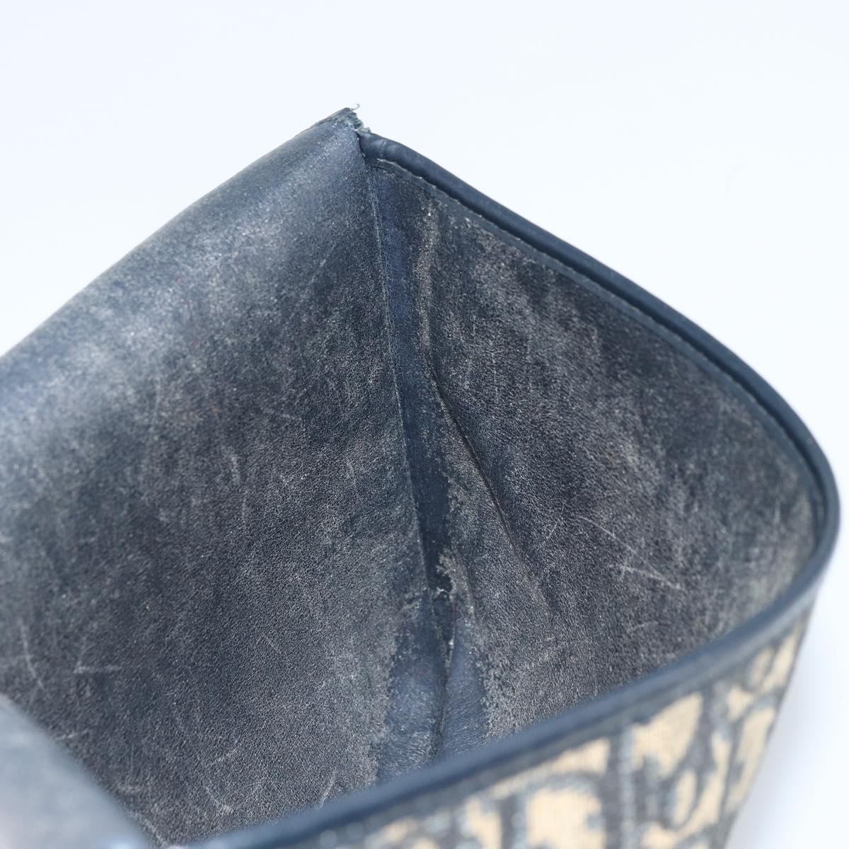Christian Dior Trotter Canvas Clutch Bag Navy Gold Auth bs34340