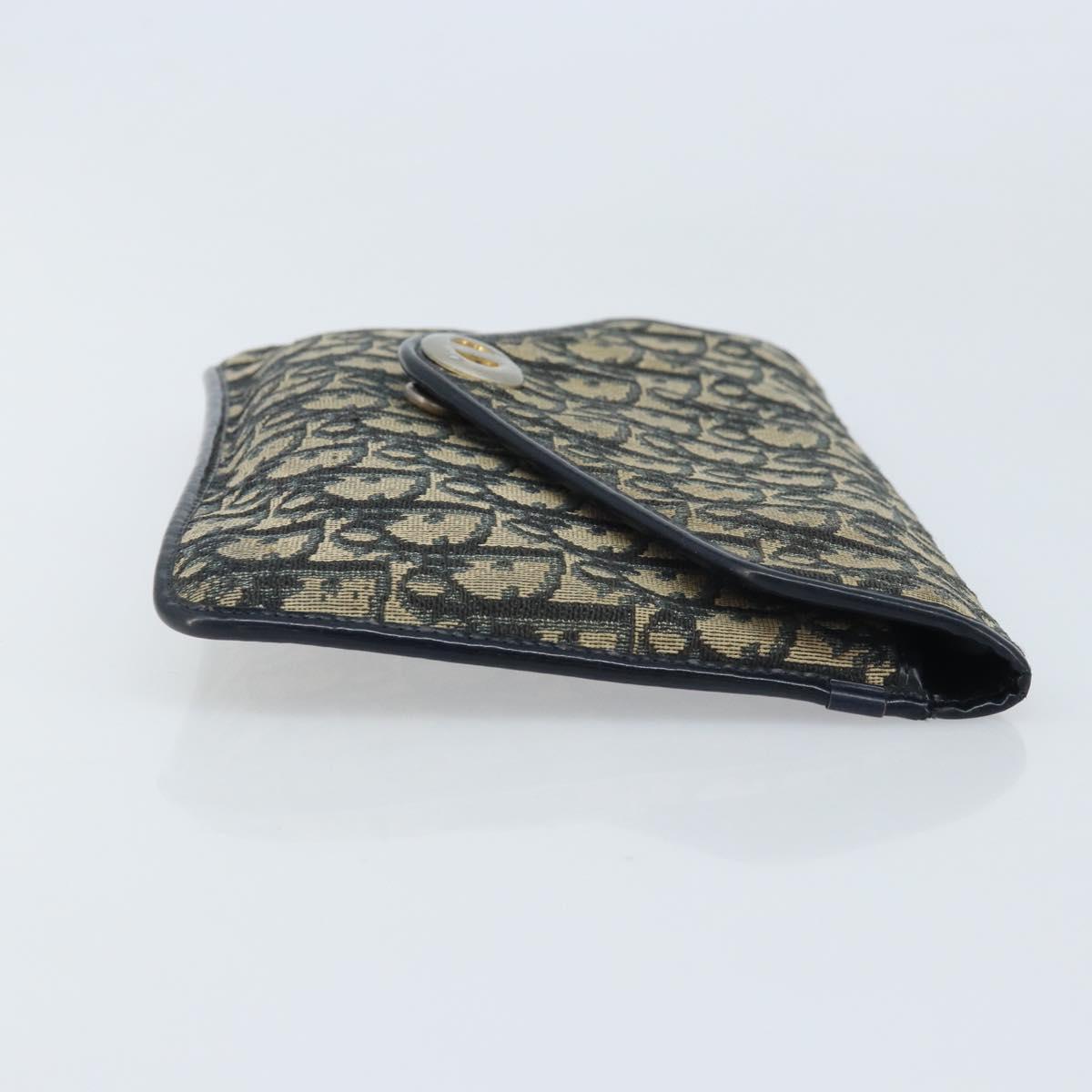 Christian Dior Trotter Canvas Clutch Bag Navy Gold Auth bs34340