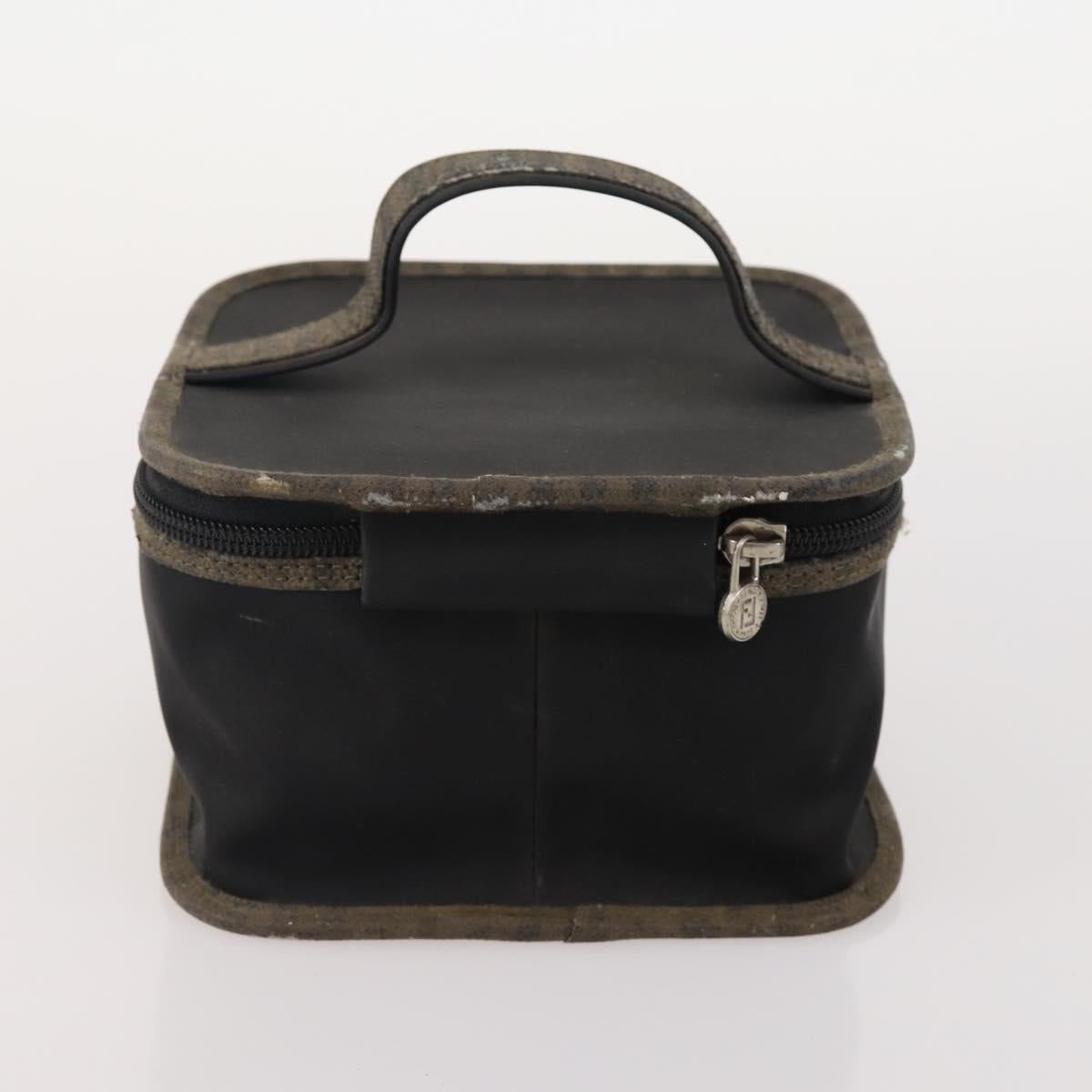 FENDI Pecan Canvas Hand Bag Coated Canvas 4 Set Brown Black Auth bs34342