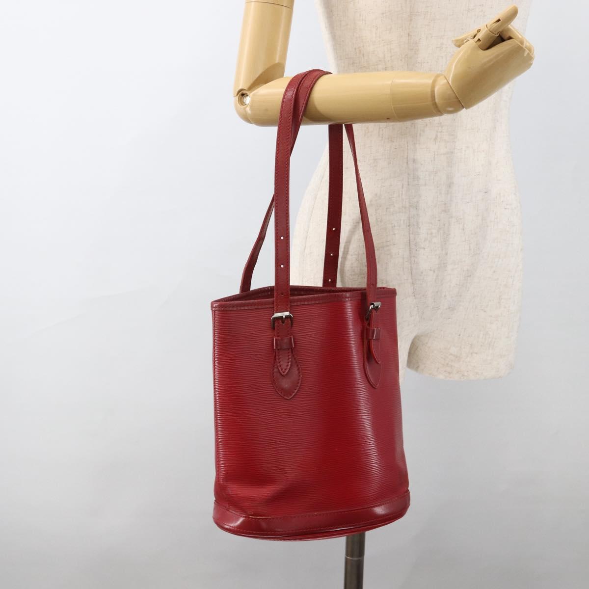 LOUIS VUITTON Epi Bucket PM Shoulder Bag Red M5899E LV Auth bs34346