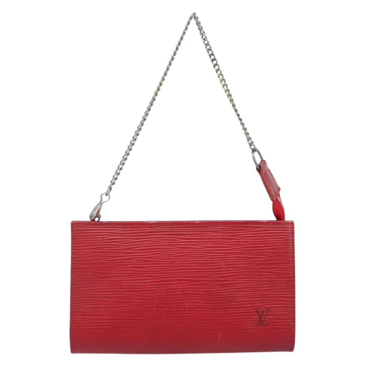 LOUIS VUITTON Epi Bucket PM Pouch Red LV Auth bs34347