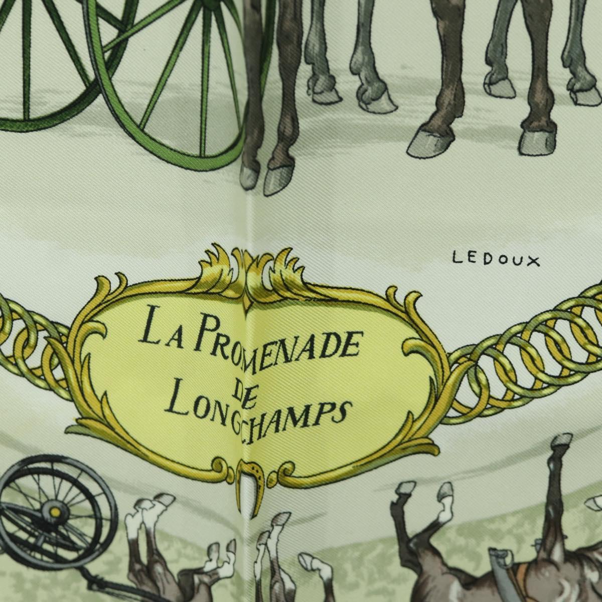 HERMES Carre 90 Scarf ""LA PROMENADE DE LONGCHAMPS"" Silk Green Auth bs34350