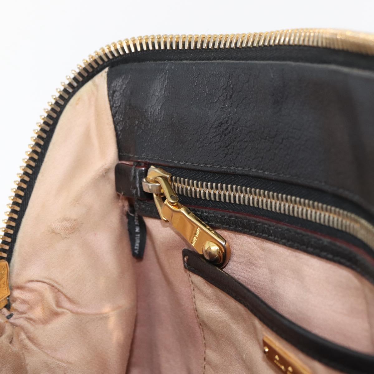 Miu Miu Hand Bag Leather Black Gold Auth bs34362