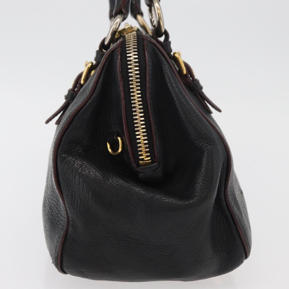 Miu Miu Hand Bag Leather Black Gold Auth bs34362