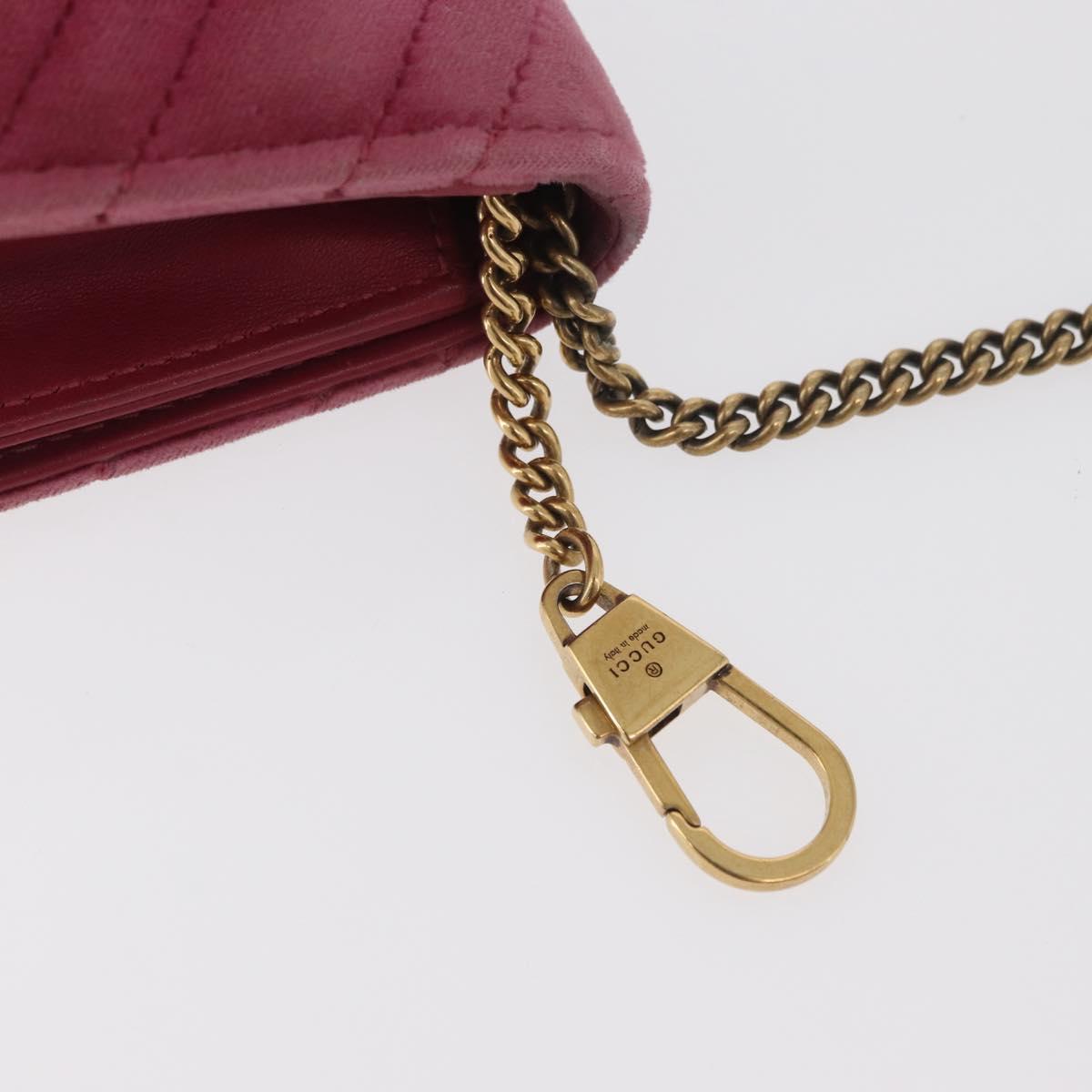 GUCCI GG Marmont Chain Shoulder Bag Velvet Pink Gold 488426 Auth bs34365A