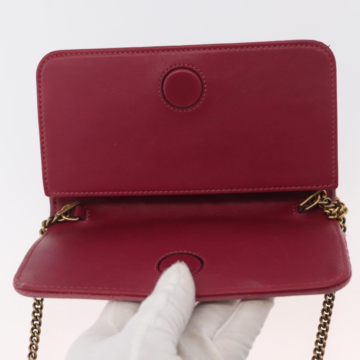 GUCCI GG Marmont Chain Shoulder Bag Velvet Pink Gold 488426 Auth bs34365A