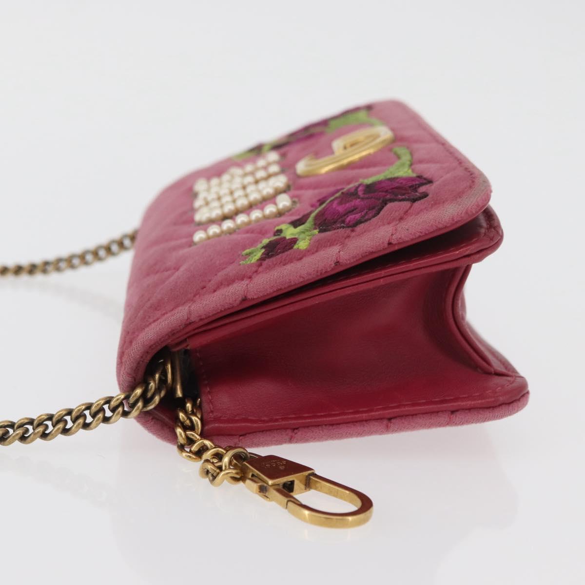 GUCCI GG Marmont Chain Shoulder Bag Velvet Pink Gold 488426 Auth bs34365A