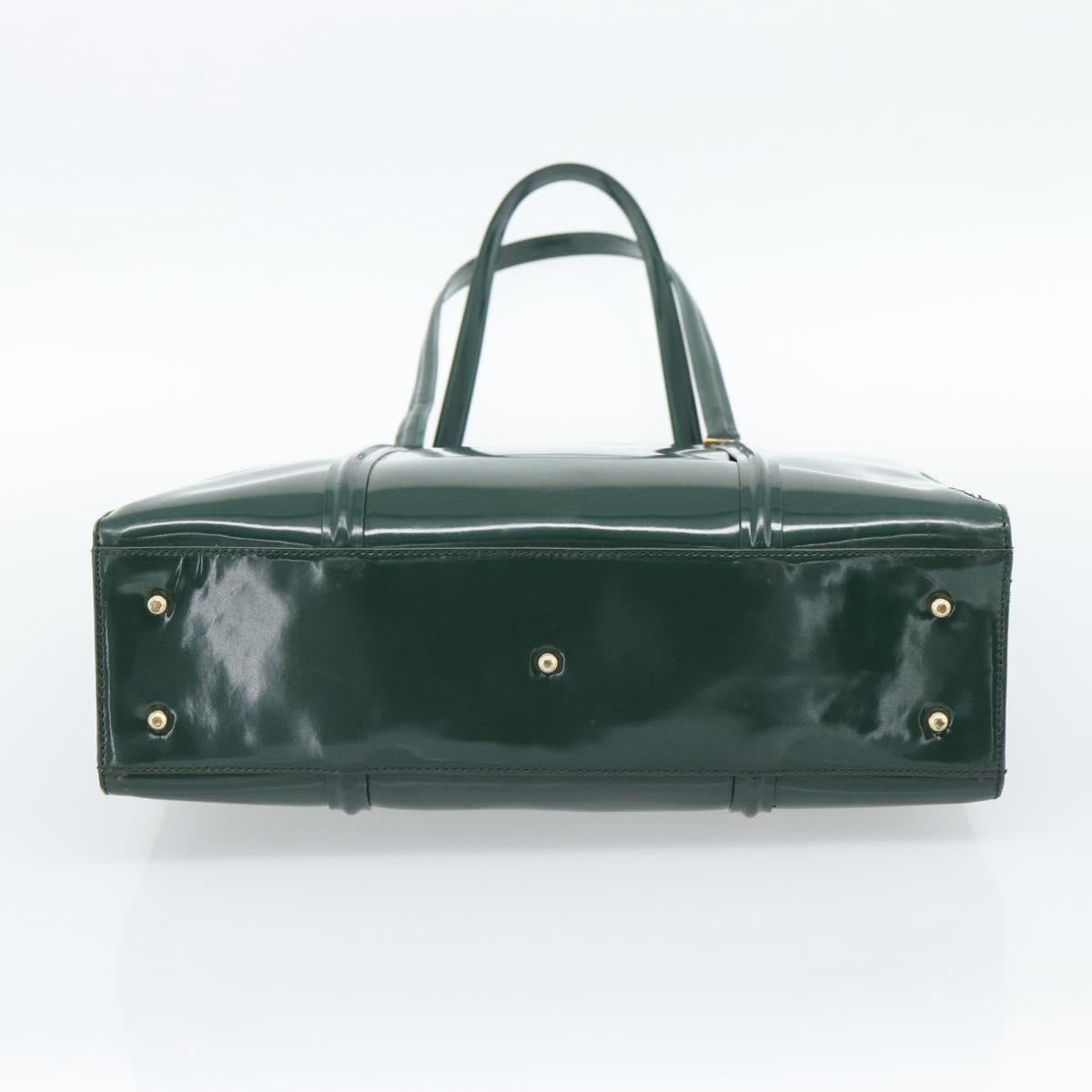 GUCCI Tote Bag Patent leather Green Gold 002 406 0425 Auth bs34366