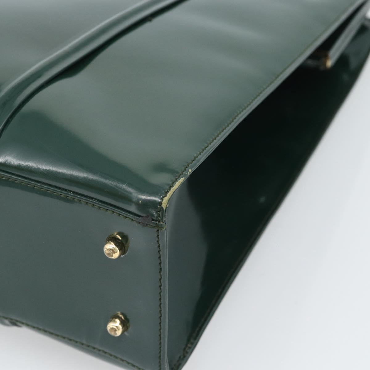 GUCCI Tote Bag Patent leather Green Gold 002 406 0425 Auth bs34366