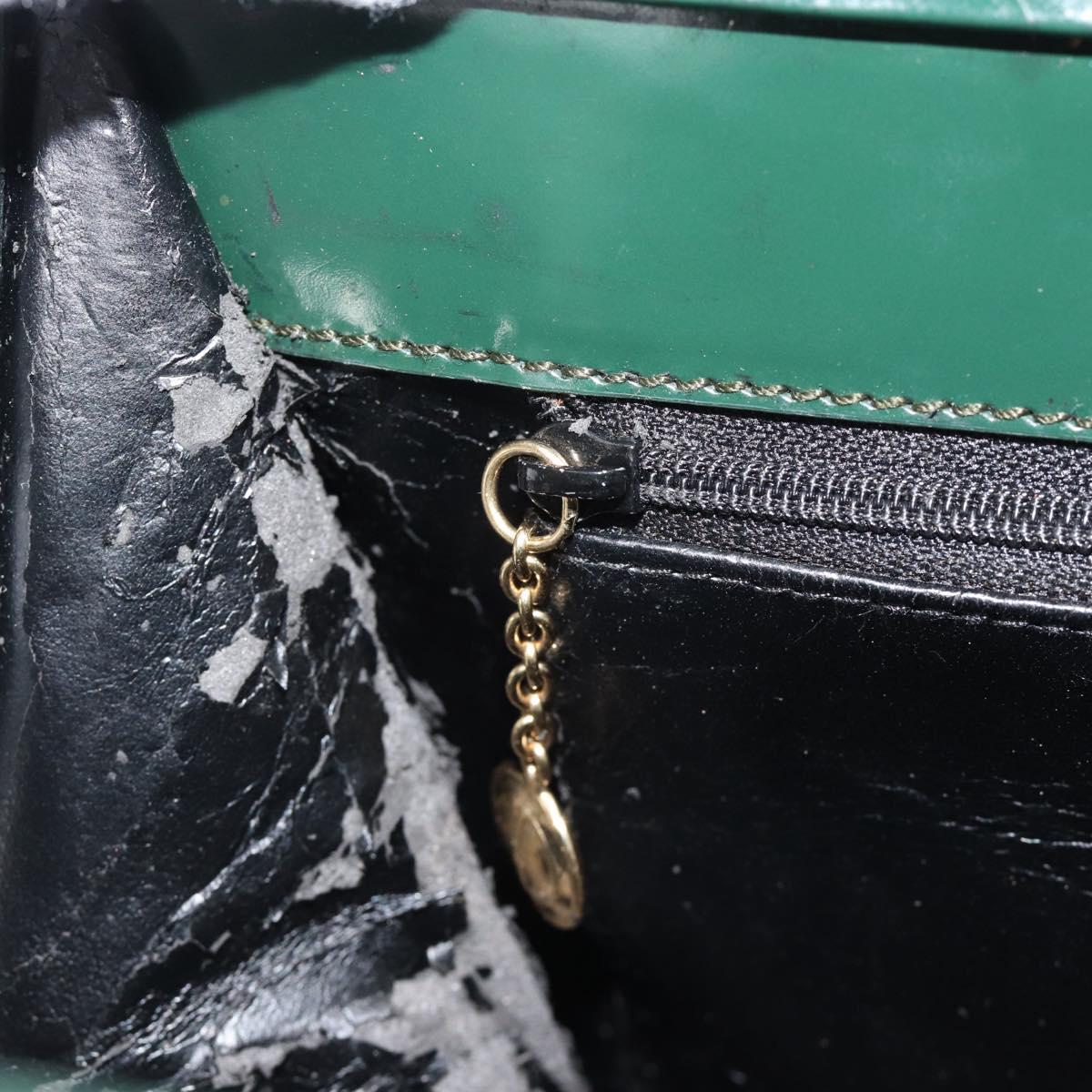 GUCCI Tote Bag Patent leather Green Gold 002 406 0425 Auth bs34366