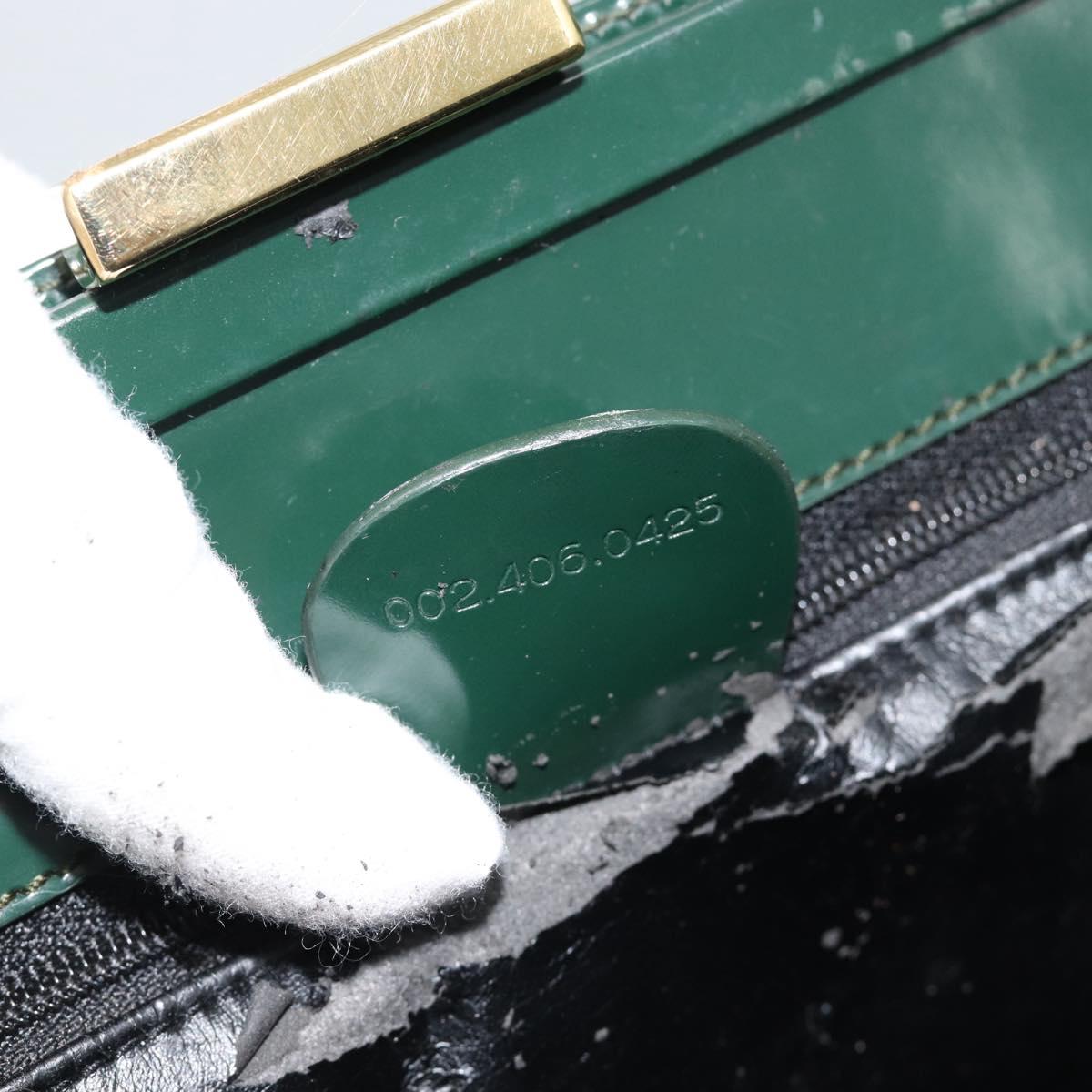 GUCCI Tote Bag Patent leather Green Gold 002 406 0425 Auth bs34366