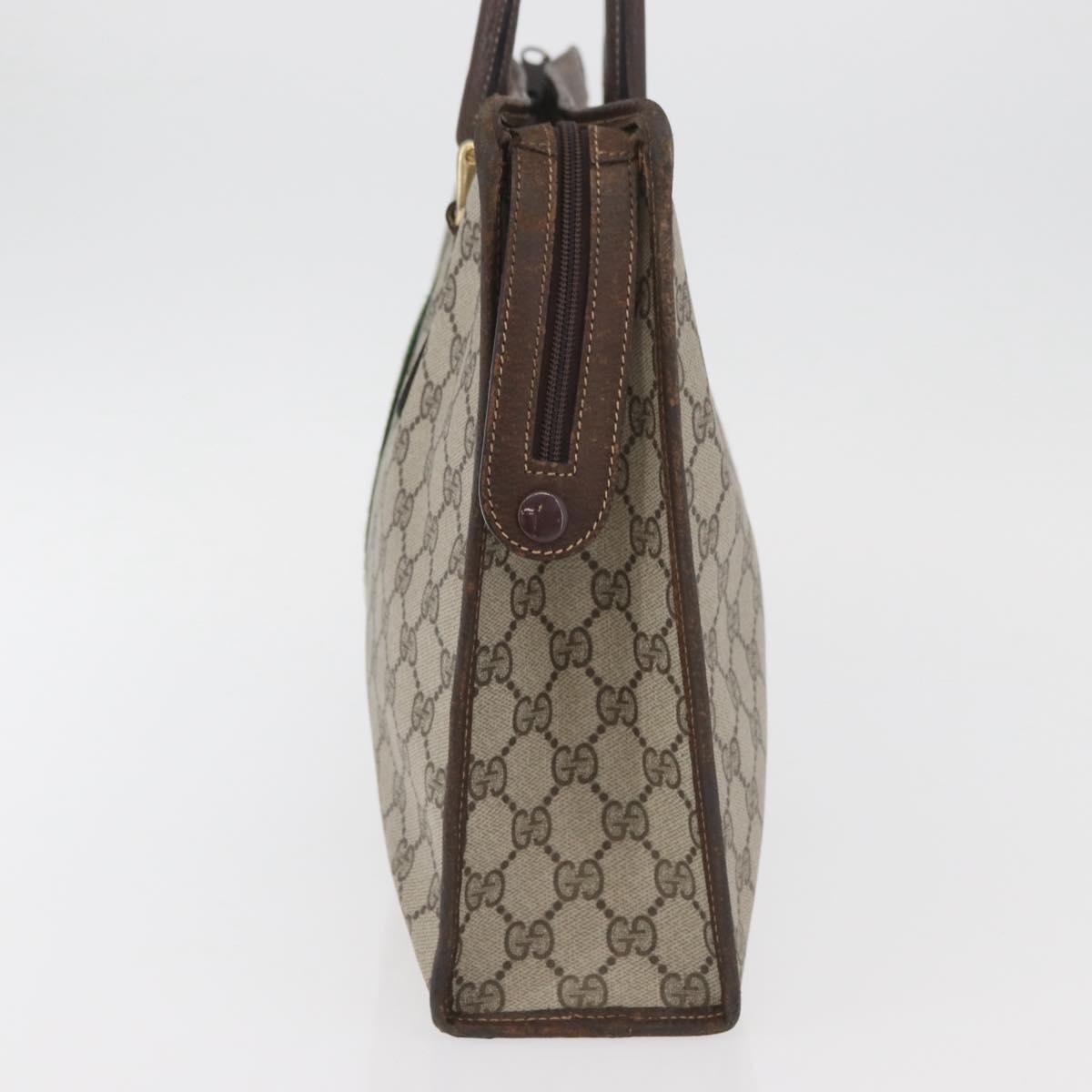 GUCCI GG Supreme Web Sherry Line Bag PVC Beige Gold Red 010 378 Auth bs34367