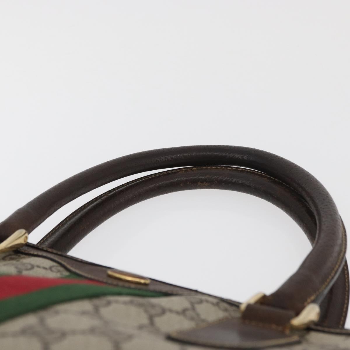 GUCCI GG Supreme Web Sherry Line Bag PVC Beige Gold Red 010 378 Auth bs34367