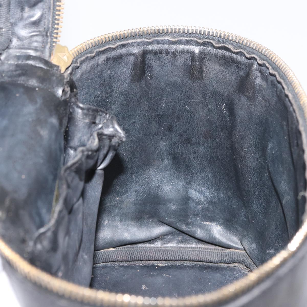 CHANEL Bicolore Vanity Hand Bag Leather Black Gold CC Auth bs34409