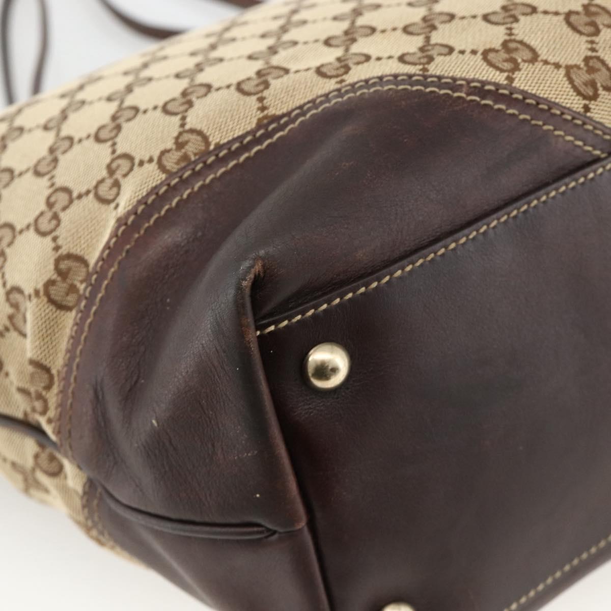 GUCCI GG Canvas Tote Bag Beige Gold 169945 Auth bs34421