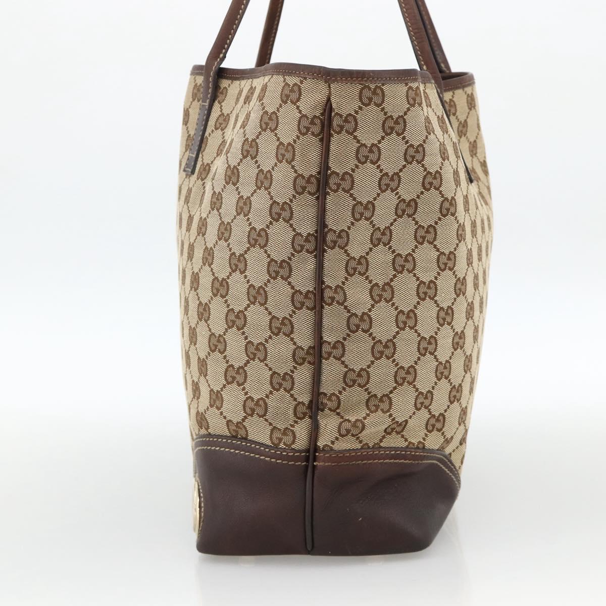GUCCI GG Canvas Tote Bag Beige Gold 169945 Auth bs34421