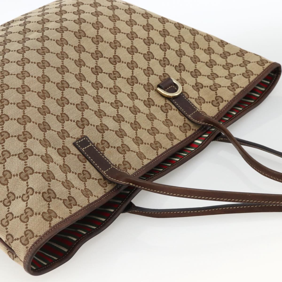 GUCCI GG Canvas Tote Bag Beige Gold 169945 Auth bs34421
