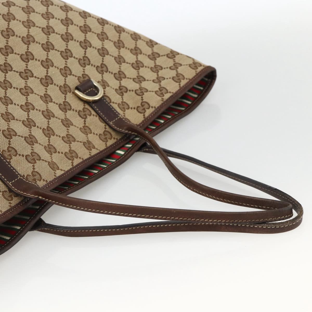 GUCCI GG Canvas Tote Bag Beige Gold 169945 Auth bs34421