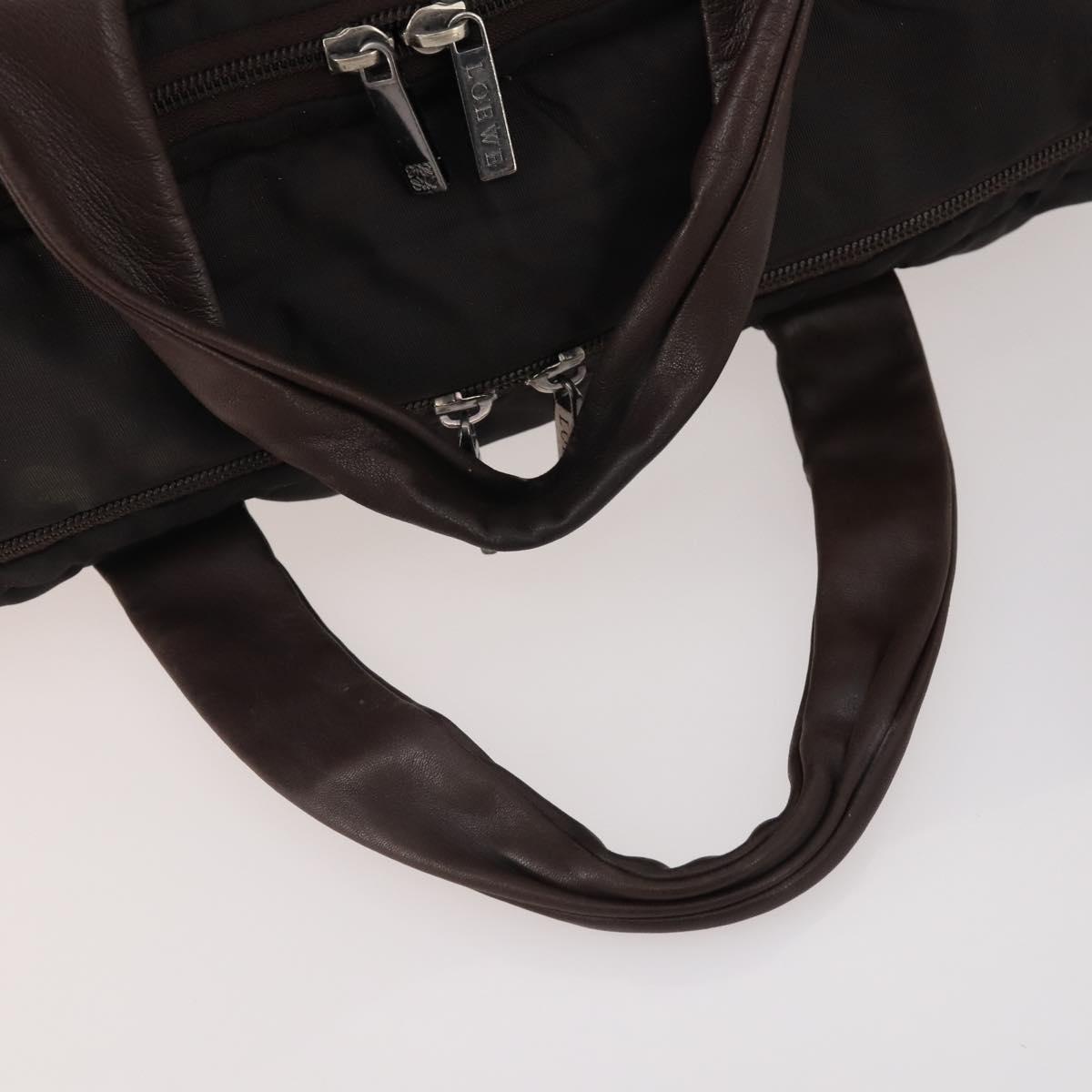 LOEWE Business Bag Nylon 2way Brown Silver Auth bs34429