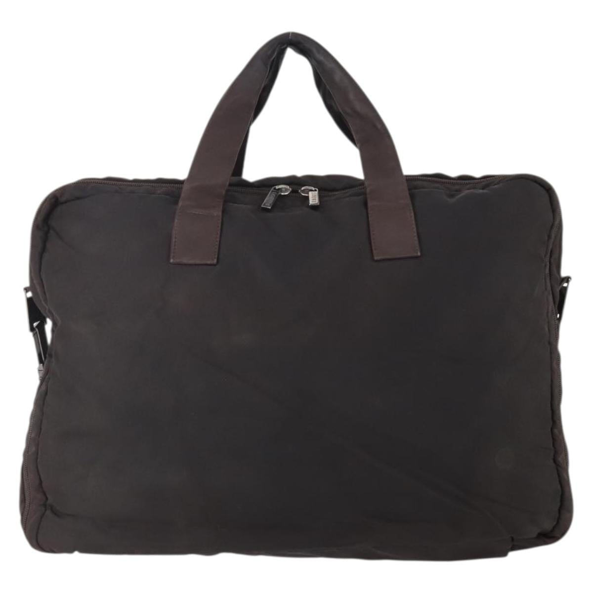 LOEWE Business Bag Nylon 2way Brown Silver Auth bs34429