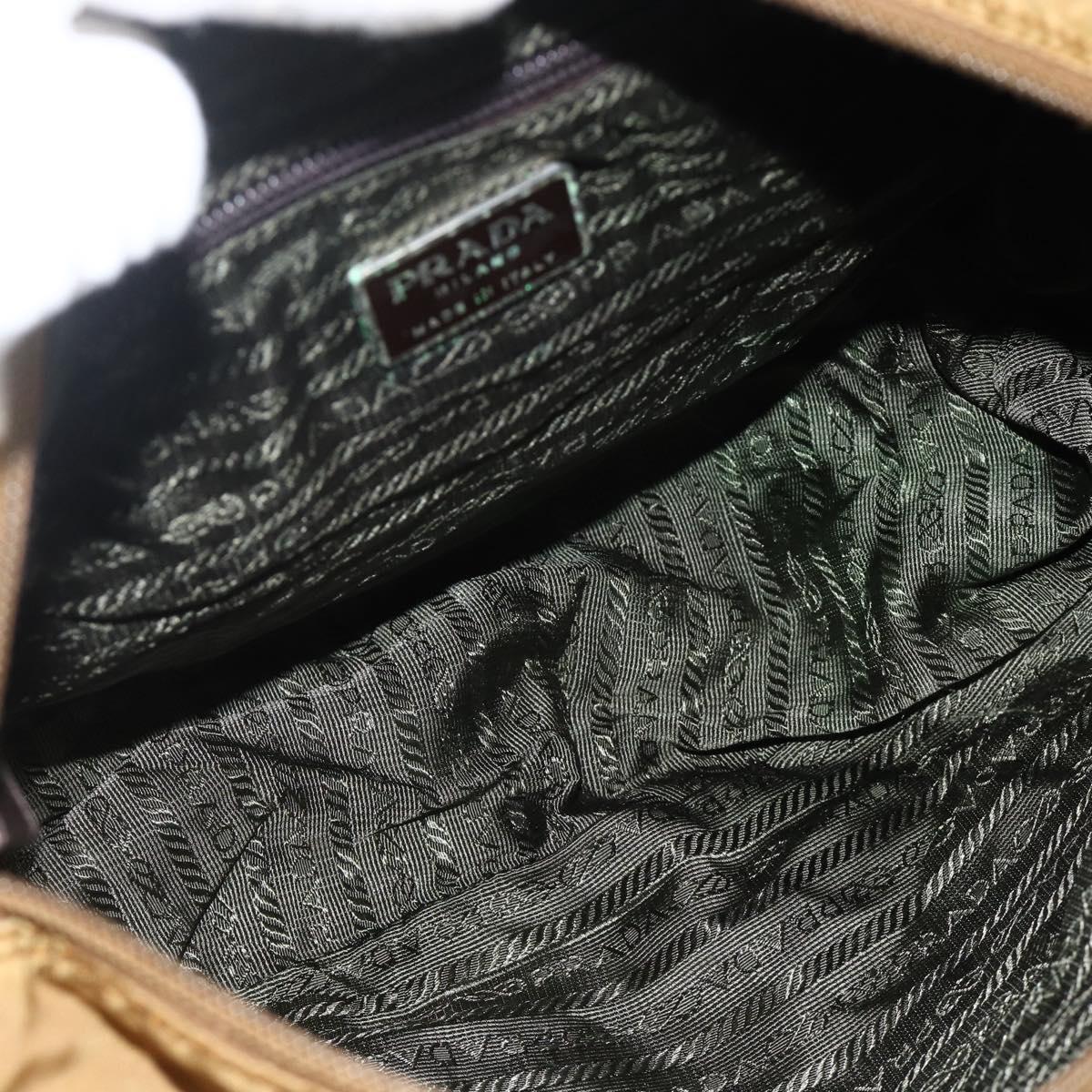 PRADA Shoulder Bag Nylon Brown Silver Auth bs34431