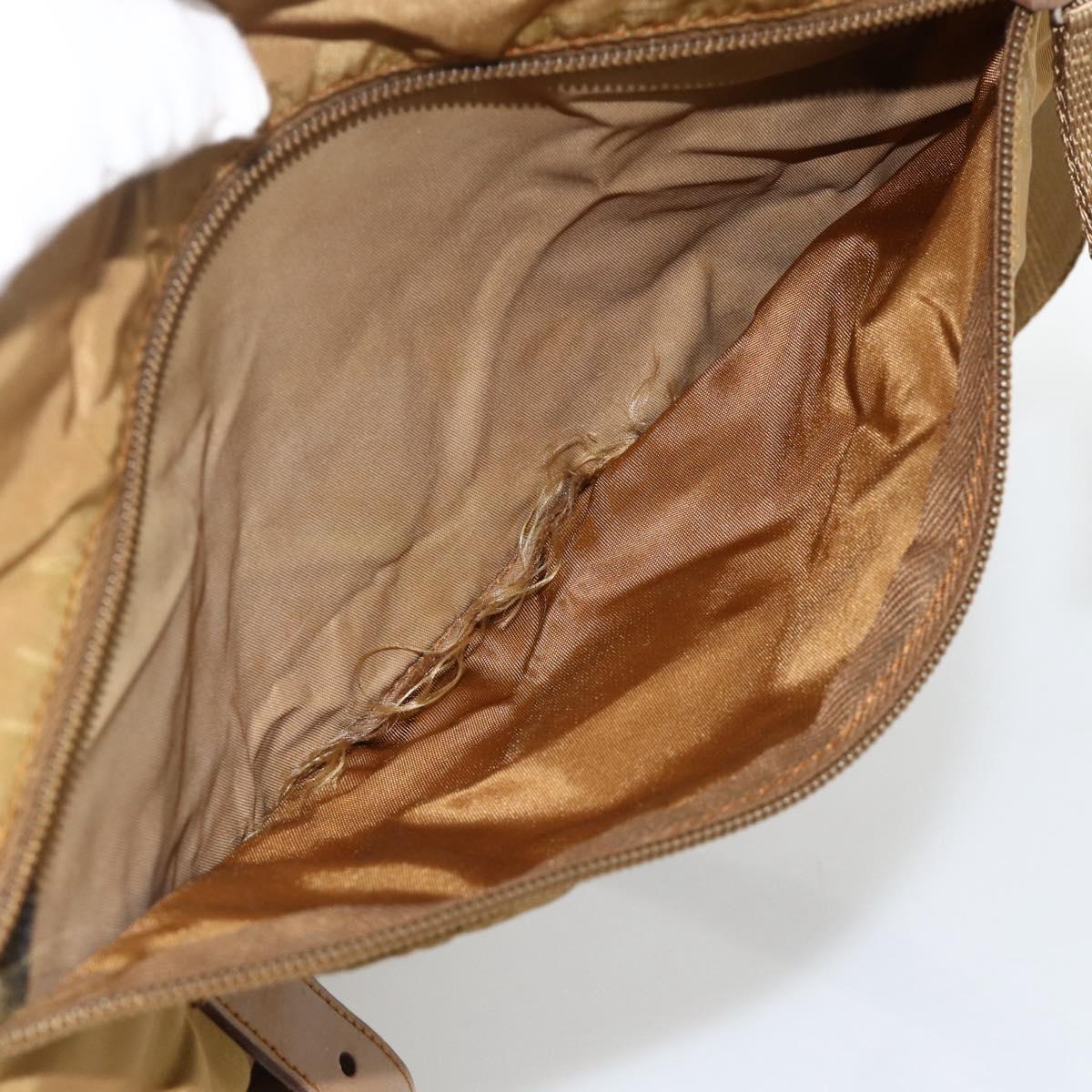 PRADA Shoulder Bag Nylon Brown Silver Auth bs34431