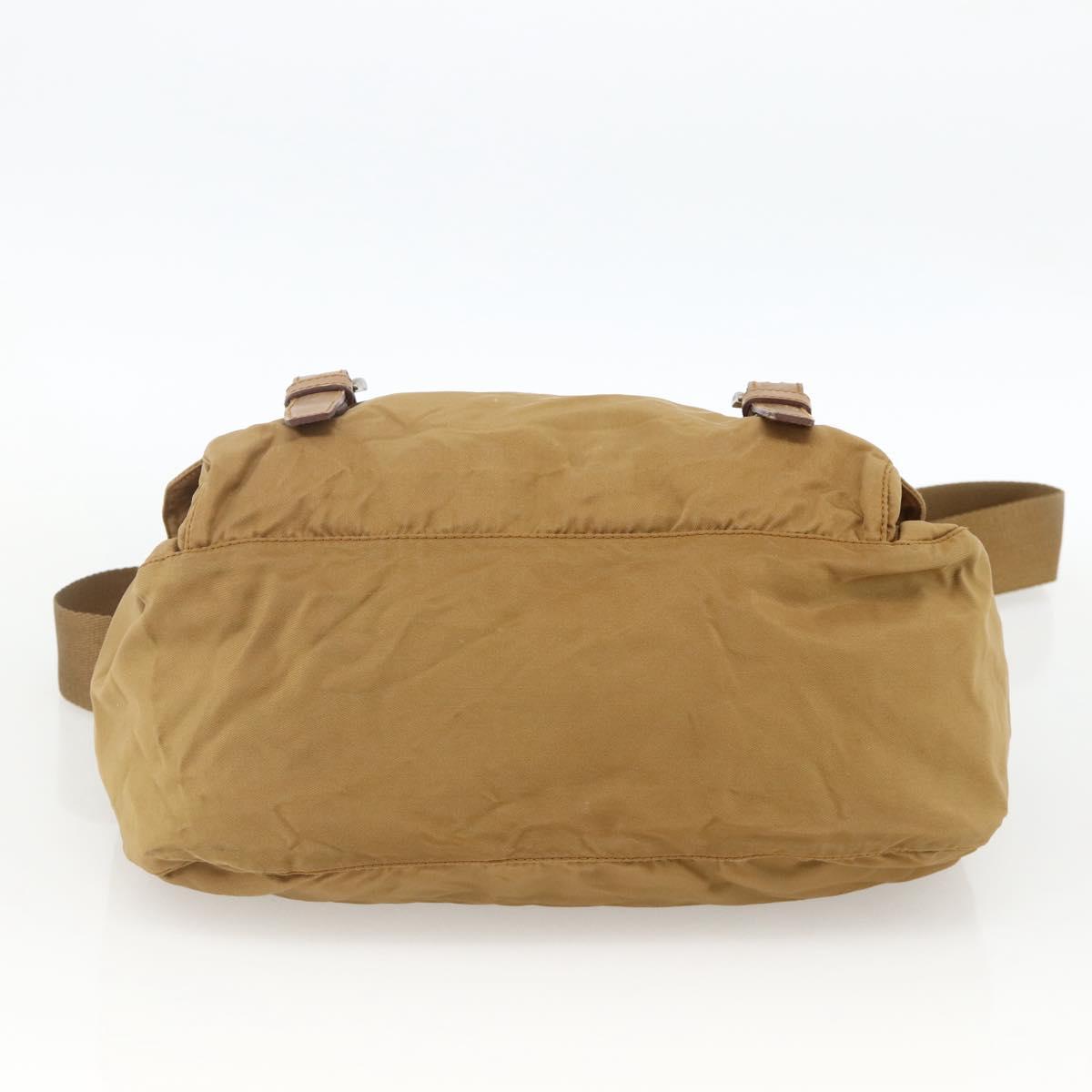 PRADA Shoulder Bag Nylon Brown Silver Auth bs34431