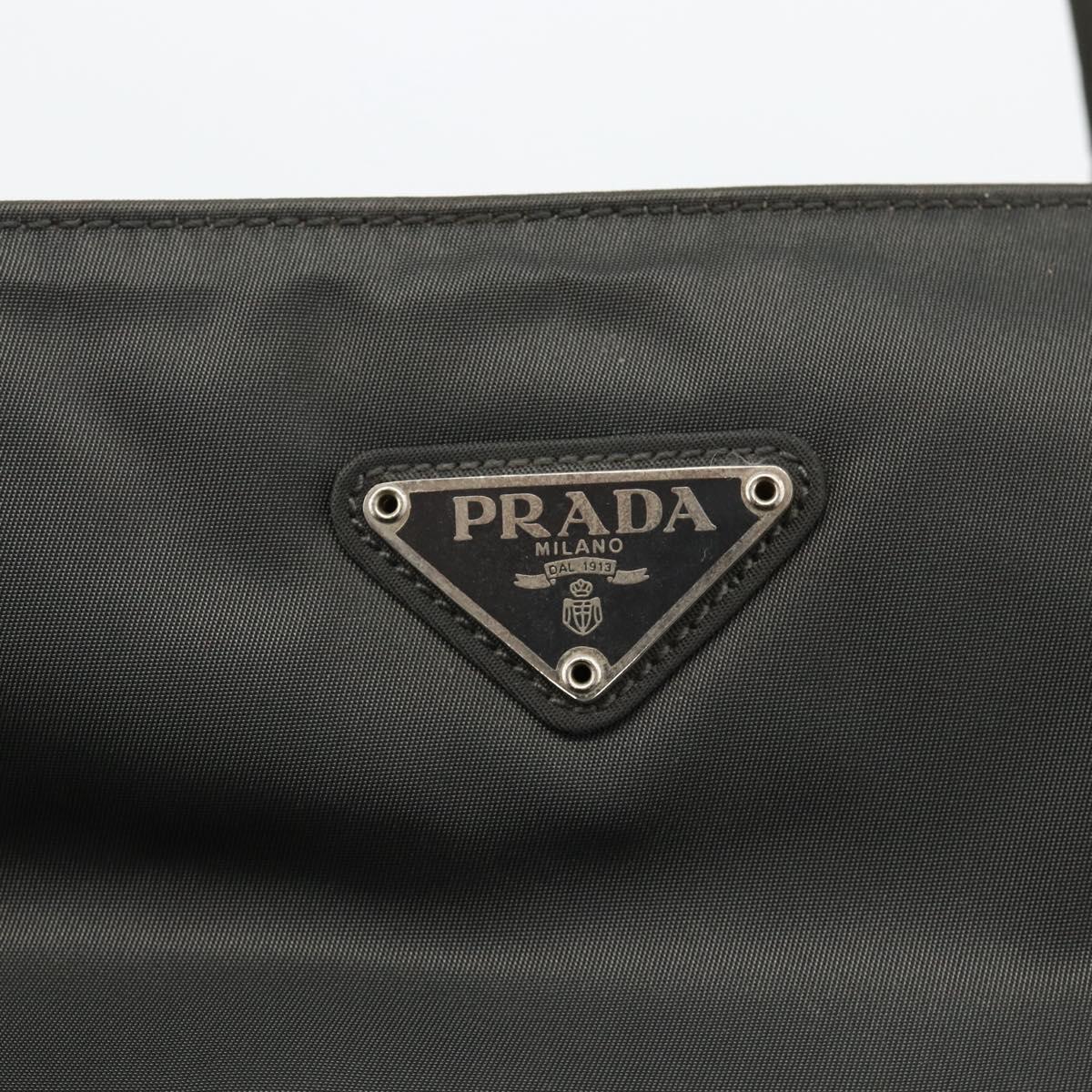 PRADA Hand Bag Nylon Gray Silver Auth bs34432