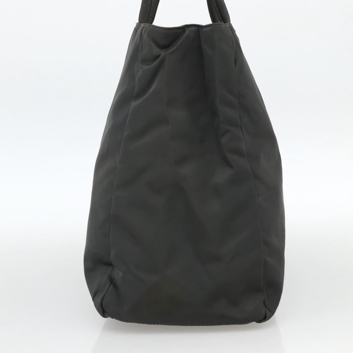 PRADA Hand Bag Nylon Gray Silver Auth bs34432