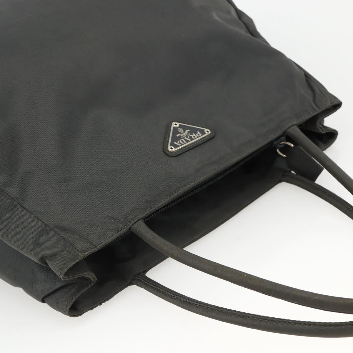 PRADA Hand Bag Nylon Gray Silver Auth bs34432