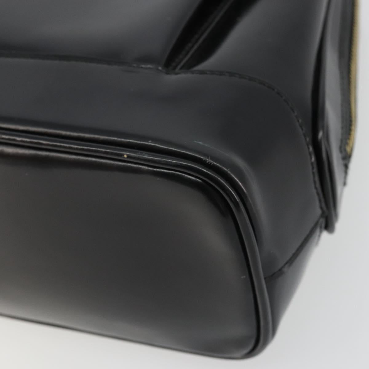GUCCI Tote Bag Patent leather Black Gold Auth bs34437