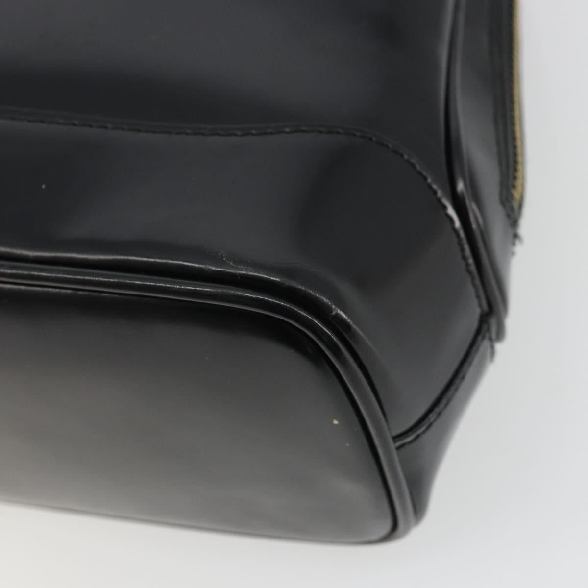 GUCCI Tote Bag Patent leather Black Gold Auth bs34437