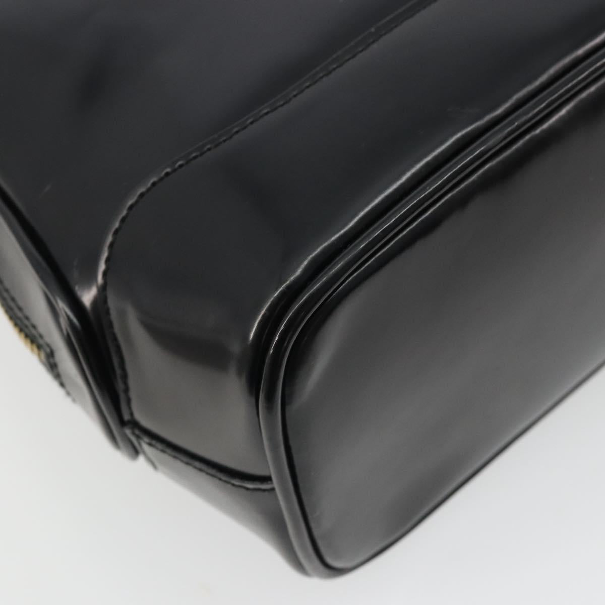 GUCCI Tote Bag Patent leather Black Gold Auth bs34437