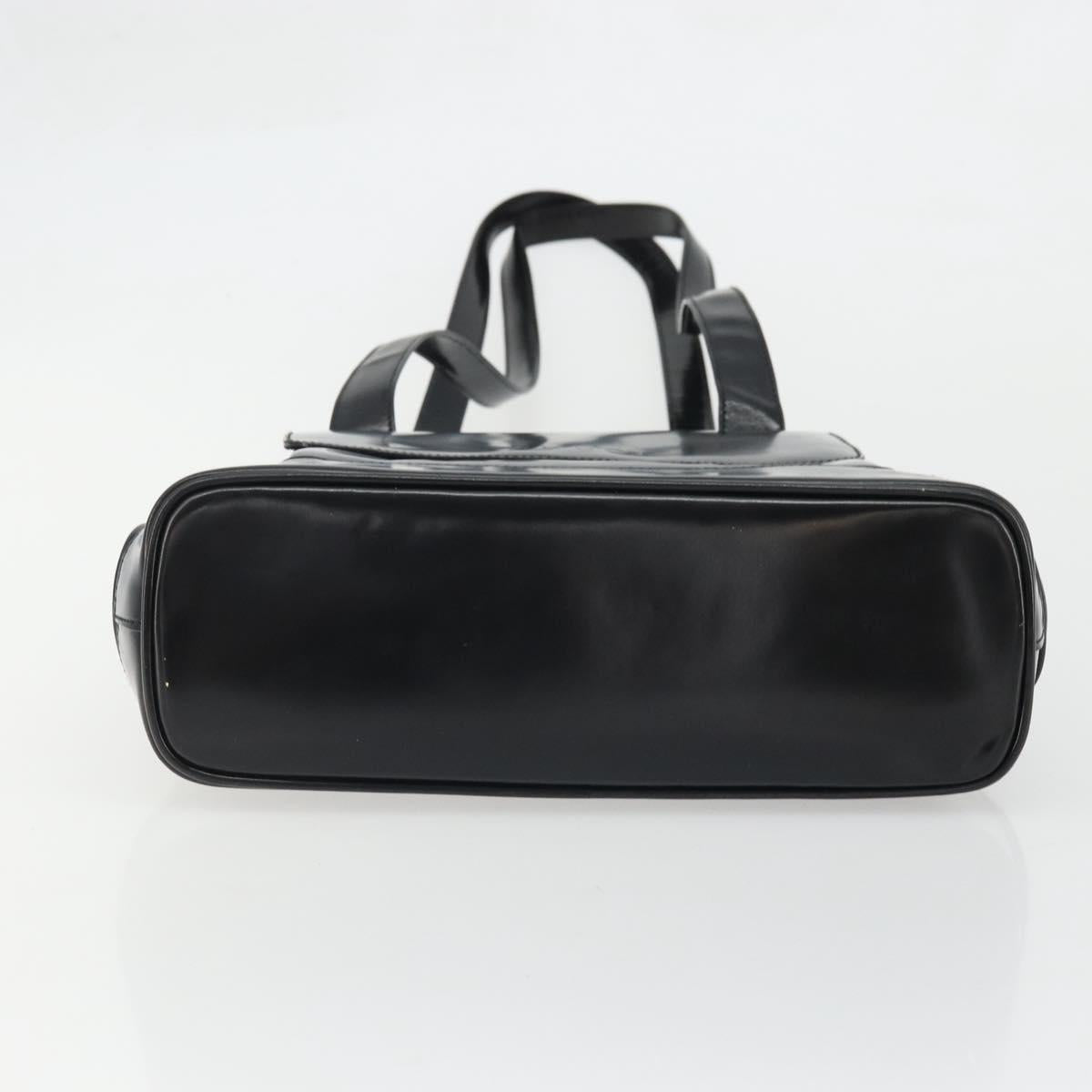 GUCCI Tote Bag Patent leather Black Gold Auth bs34437