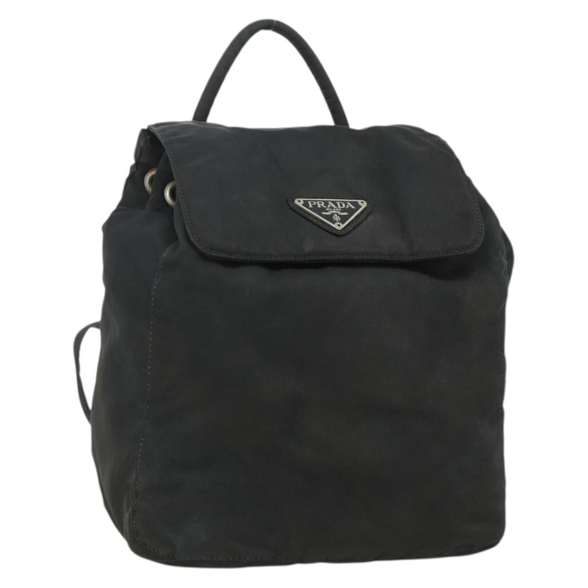 PRADA Backpack Nylon Black Silver Auth bs34471
