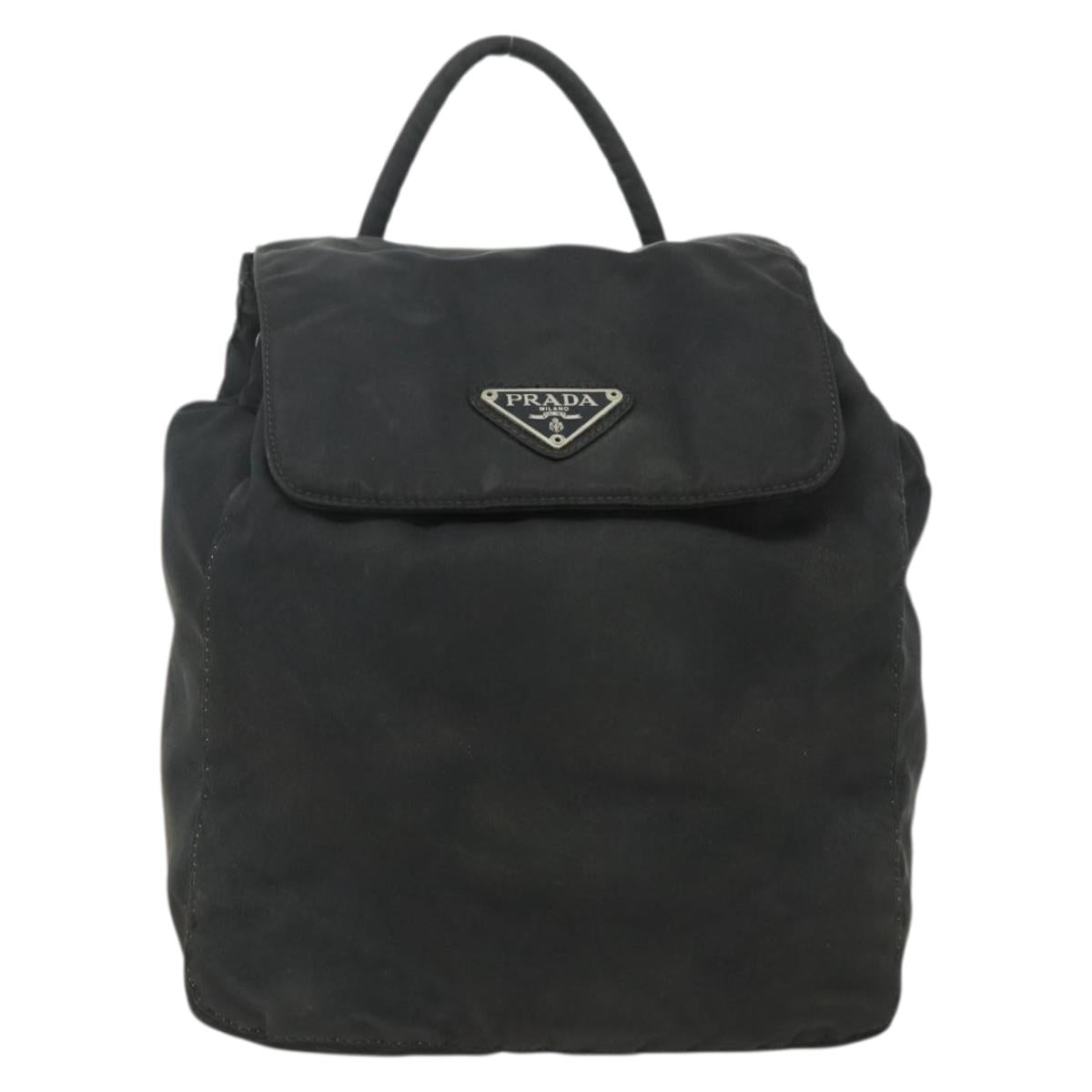PRADA Backpack Nylon Black Silver Auth bs34471