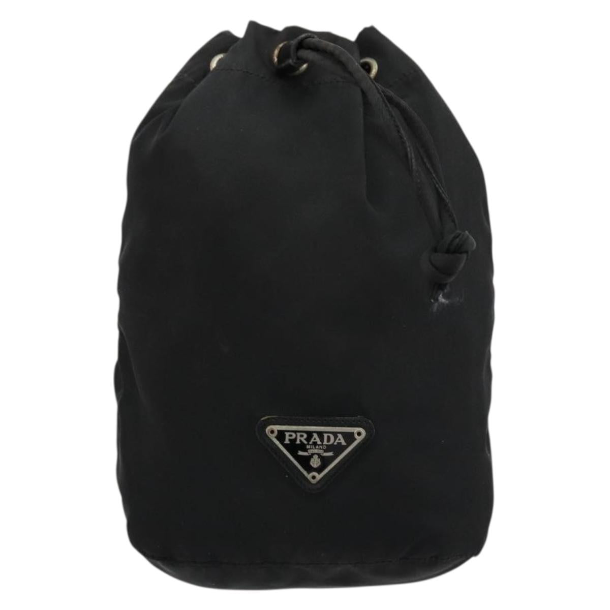 PRADA Purse Pouch Nylon Black Silver Auth bs34472